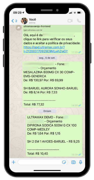 Orçamento pelo WhatsApp